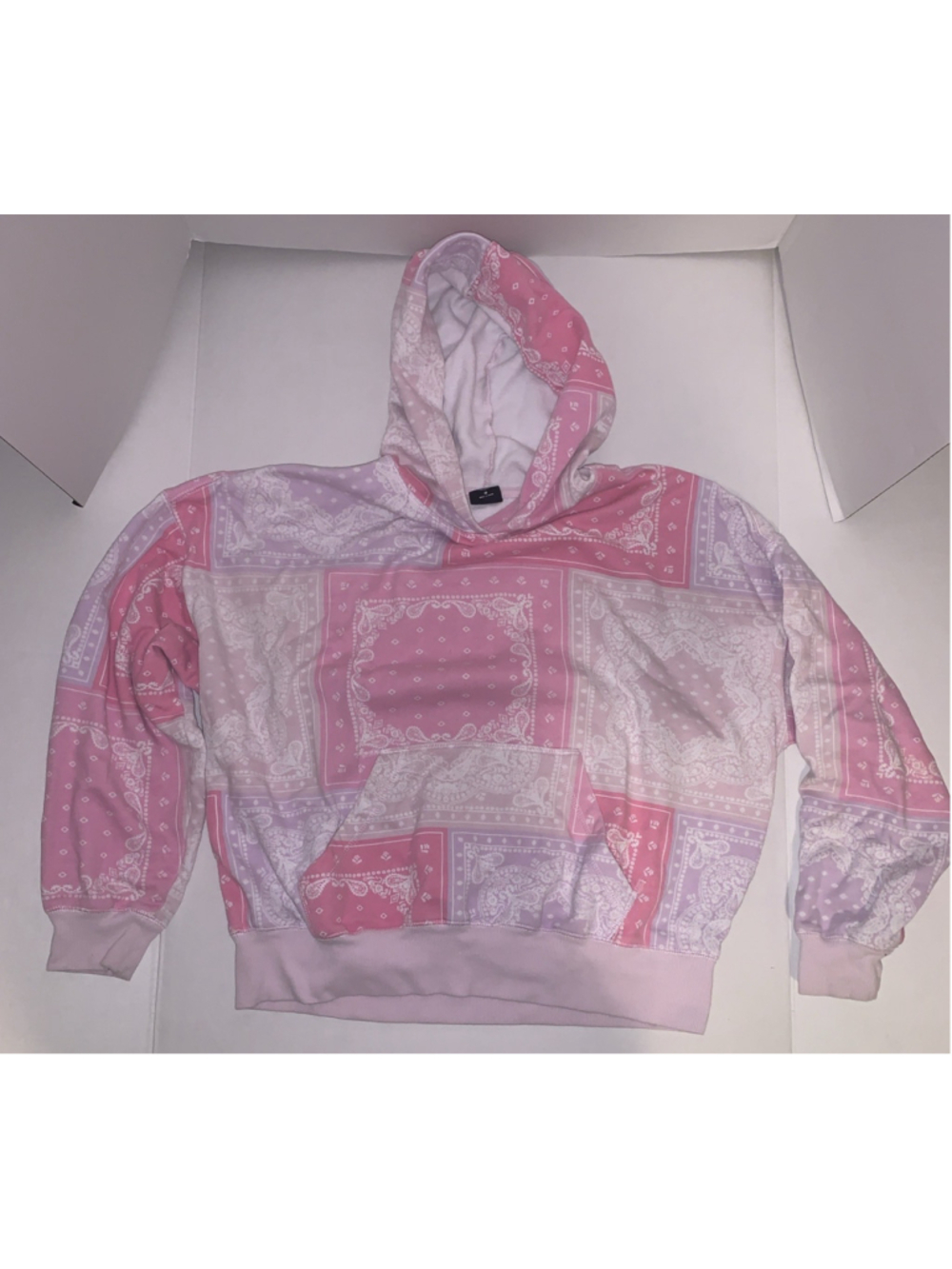 PACSUN Pink & White Pullover hoodie size M Front Double Sided Pocket Pouch Women